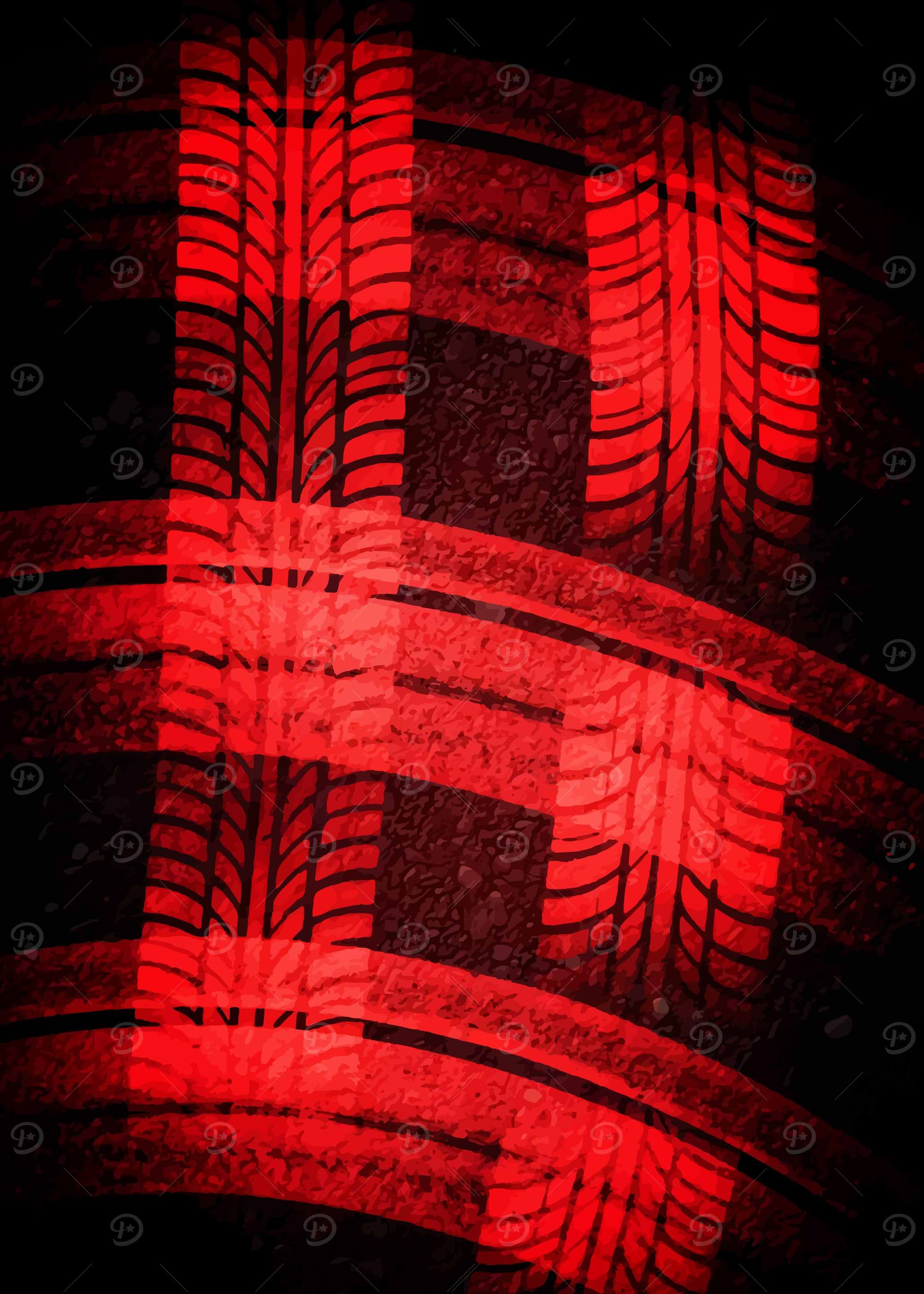Red Tire Tracks on Asphalt
