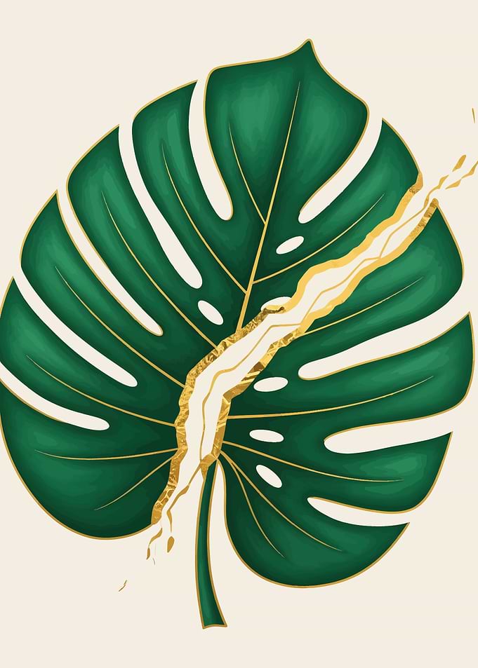 Monstera Leaf with Golden Crack