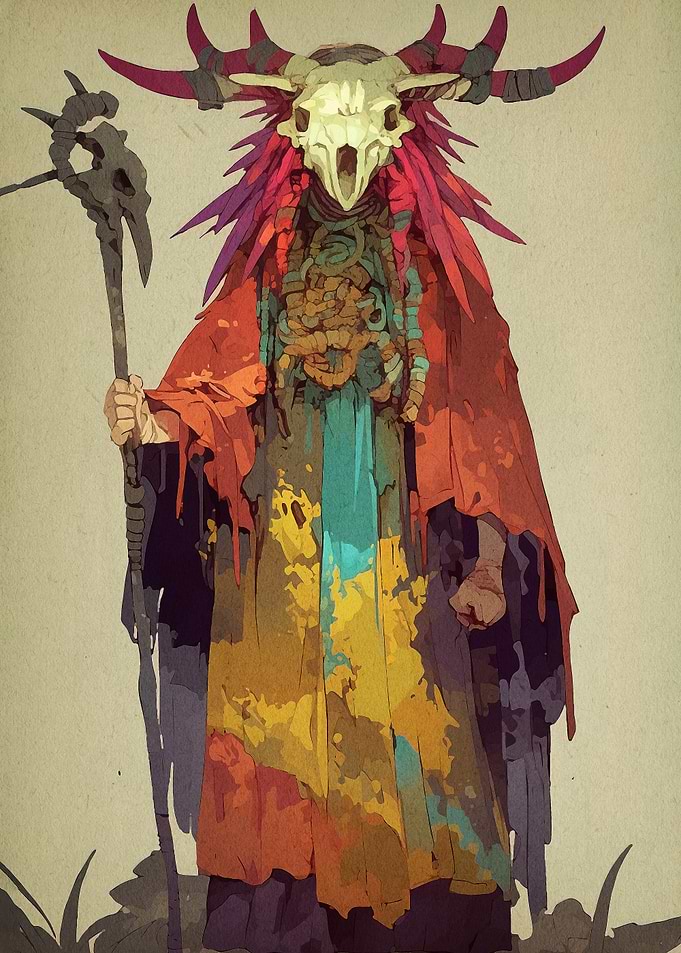 Skull Masked Figure Staff