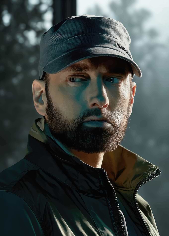 Eminem portrait with cap and beard