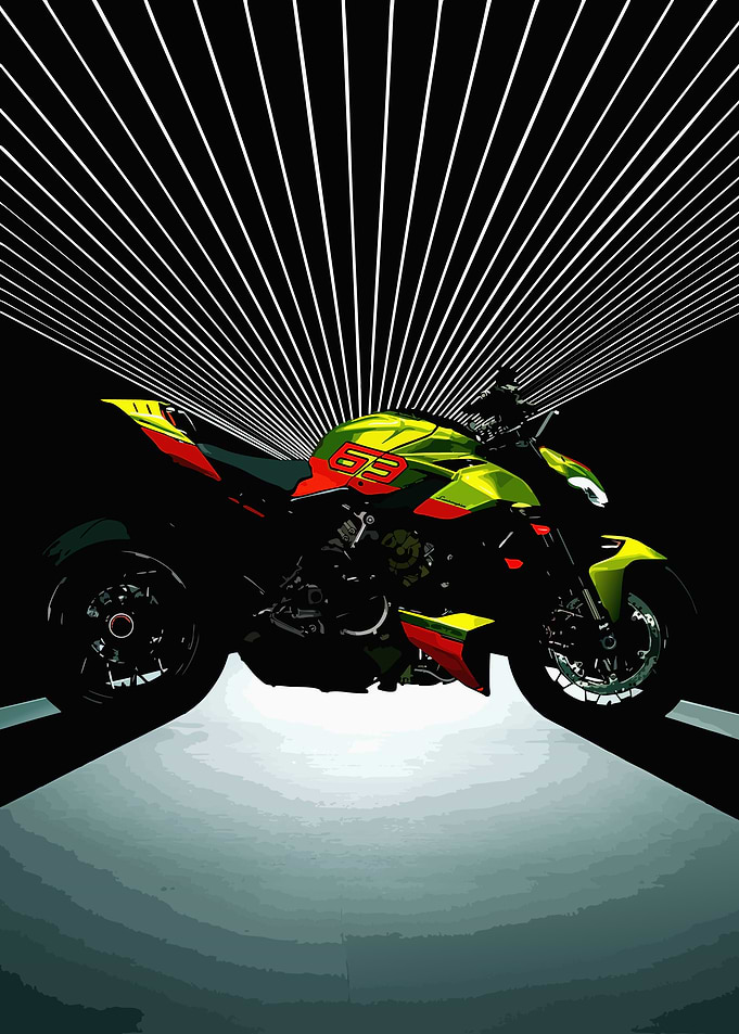 Motorcycle with Number 63 Graphic