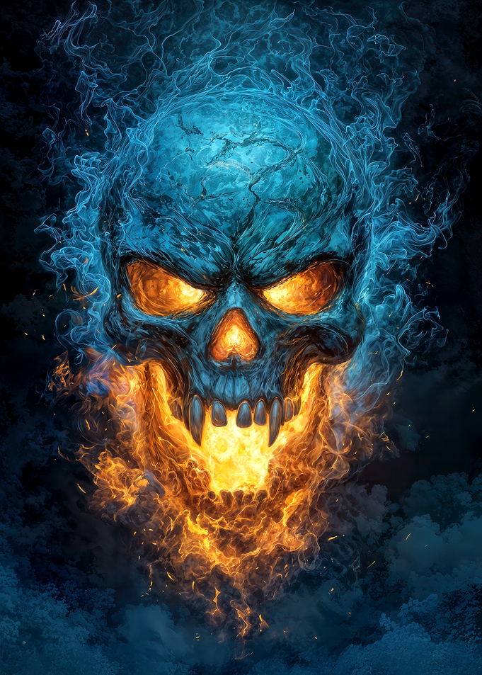 Flaming Skull Digital Art