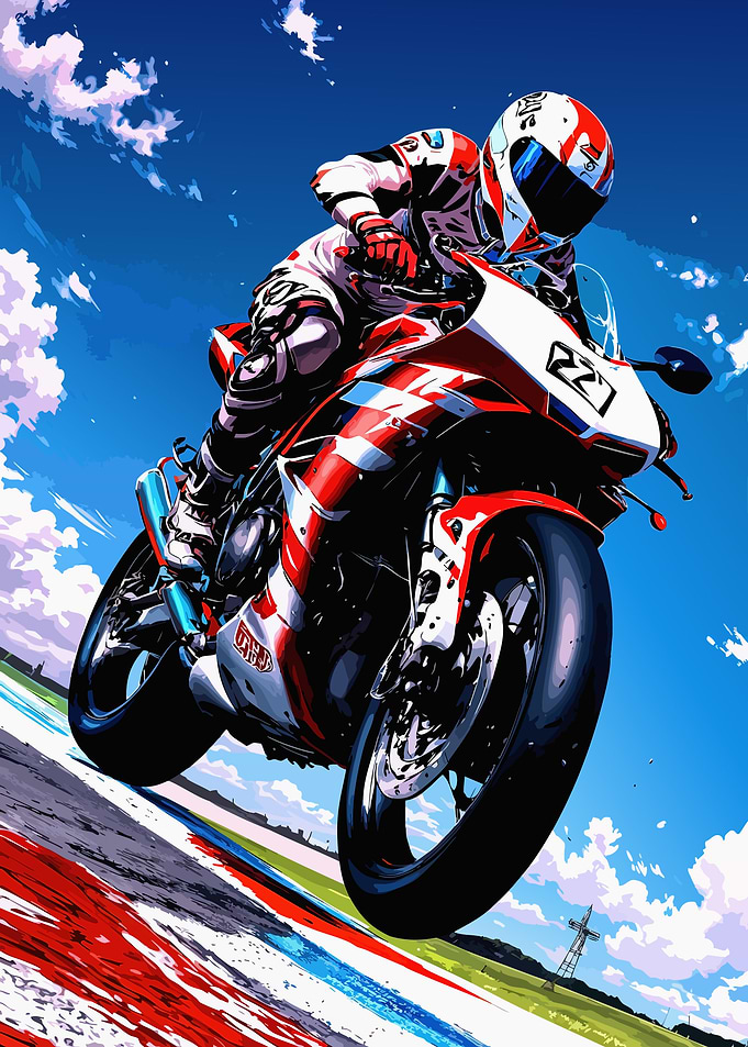 Motorcycle Racer on Track