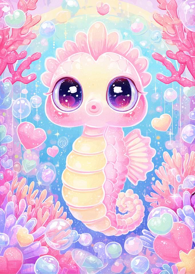 Pink Seahorse Big Eyes