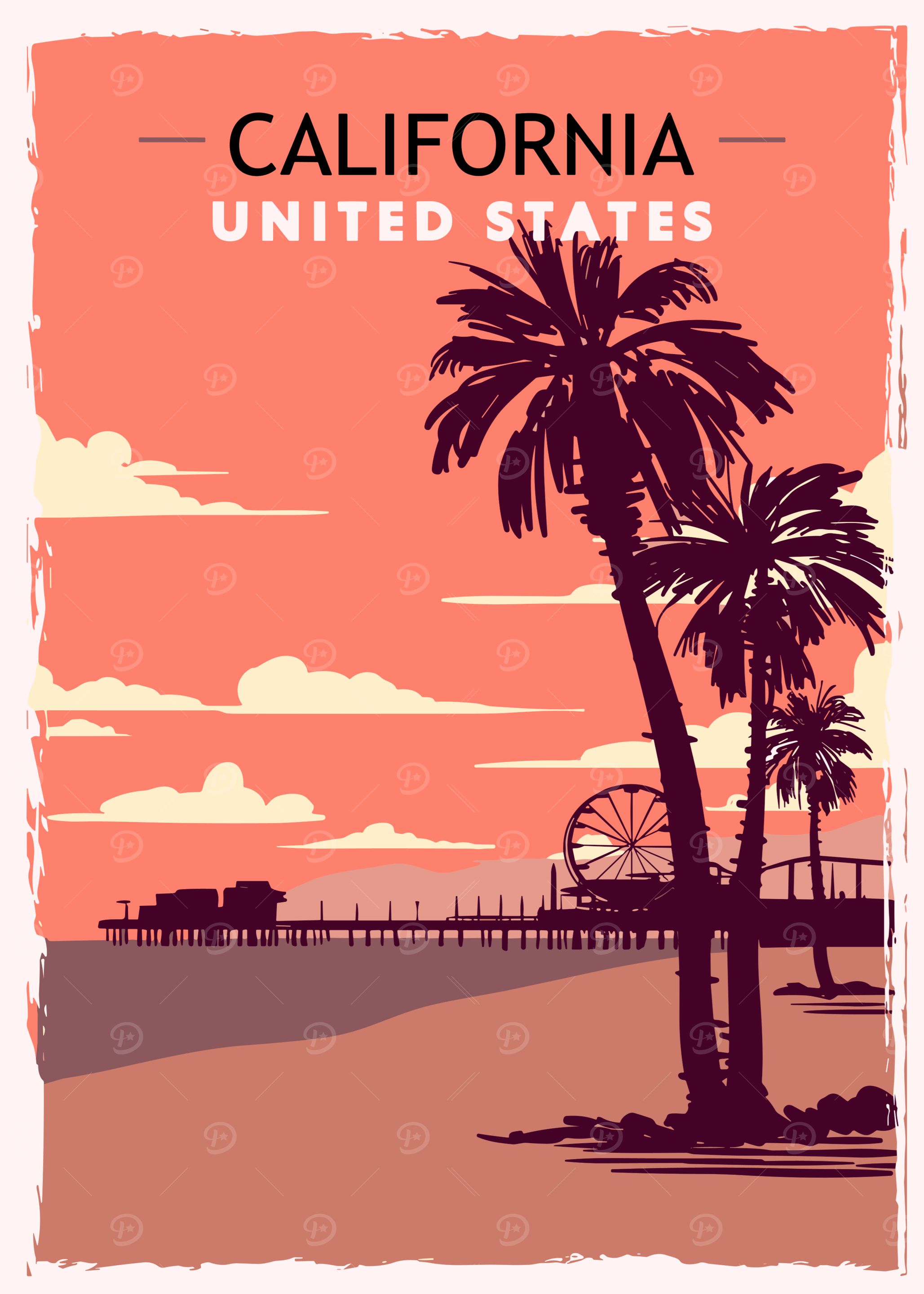California United States Travel Poster