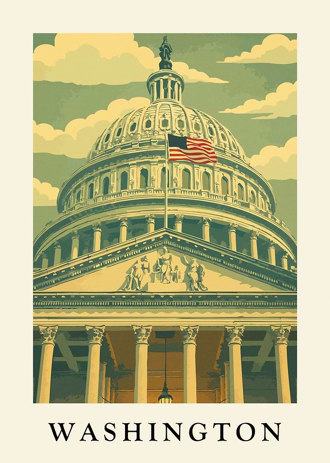 Washington D.C. Capitol Building Illustration