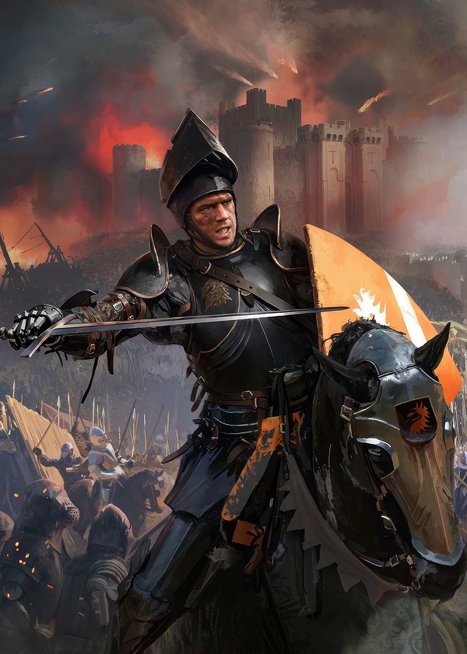 Knight on Horseback in Battle Scene