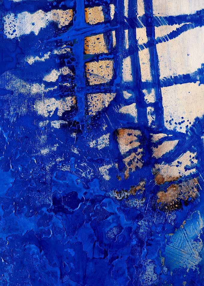 Abstract Blue Grid Painting