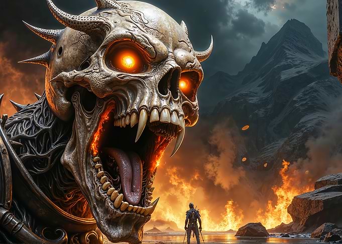 Fantasy Skull Monster Confrontation