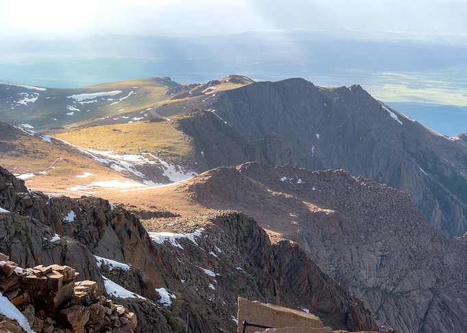 Mountain Ridge Landscape with Snow Patches