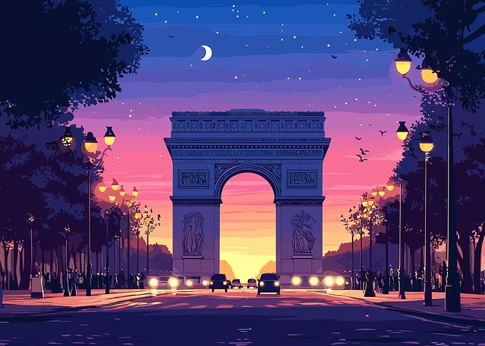 Arc de Triomphe at Dusk