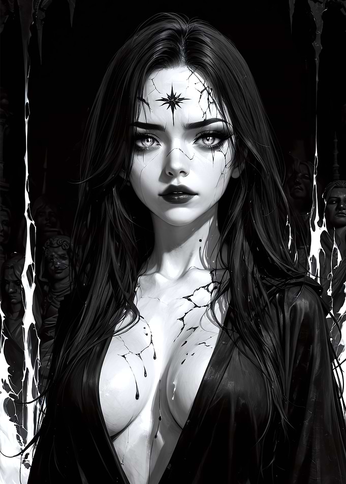 Monochrome Gothic Woman Portrait
