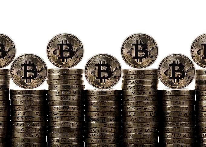 Stacks of Bitcoin Cryptocurrency Coins
