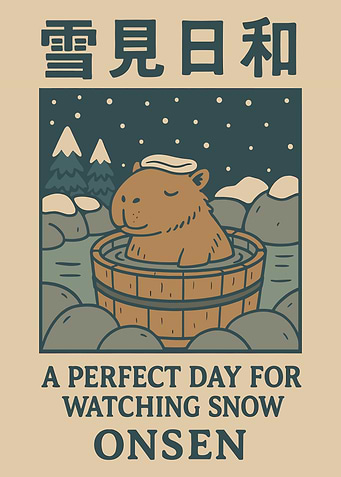 Capybara in Onsen, Snow Day