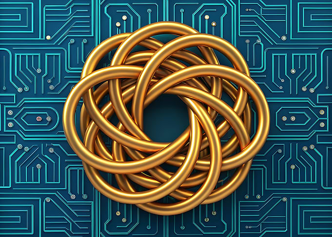 Golden Rings on Circuit Board
