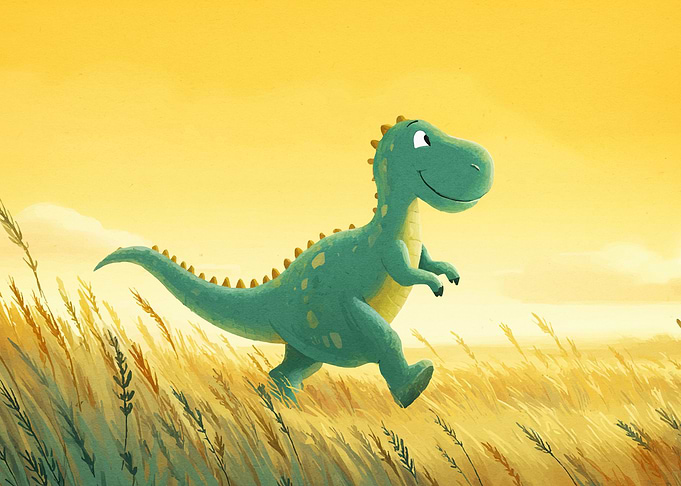 Dinosaur Through Field