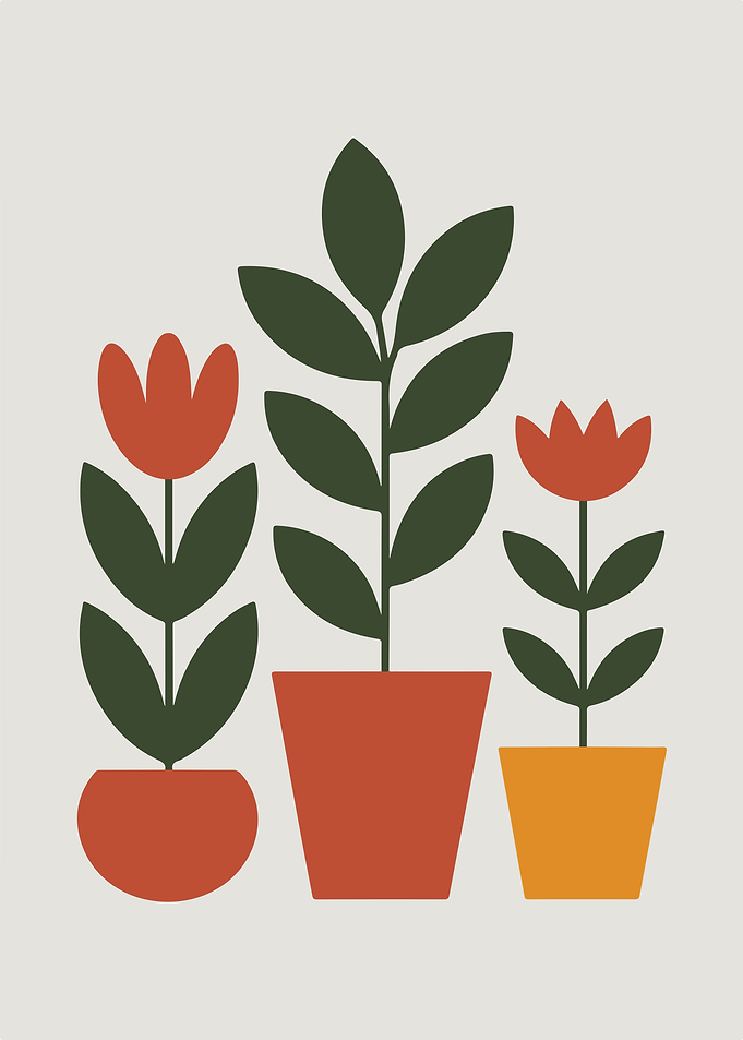 Minimalist Potted Plants Illustration
