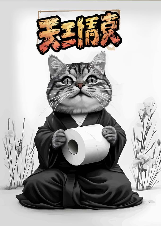 Zen Cat with Toilet Paper