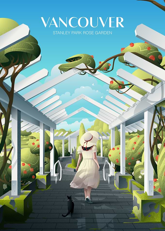 Vancouver Stanley Park Rose Garden Illustration