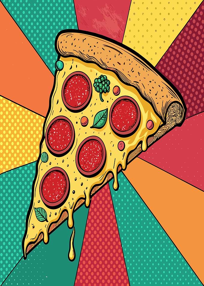 Pepperoni Pizza Slice Pop Art