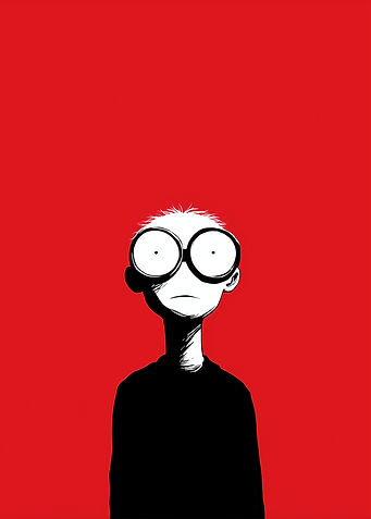 Cartoon Character with Large Glasses