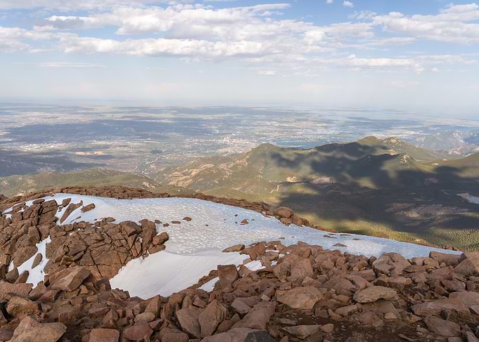 Mountain Peak View with Snow