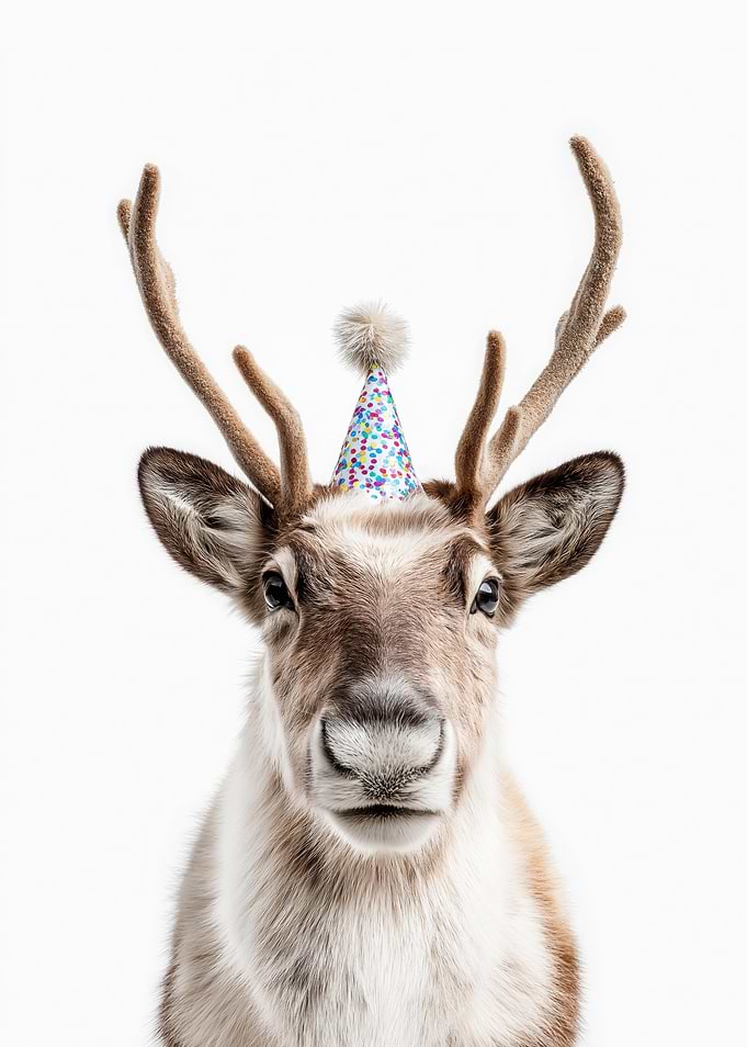 Cute Reindeer with Party Hat