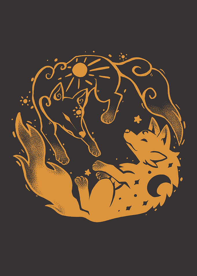 Sun and Moon Golden Wolves
