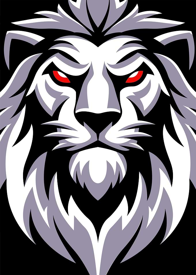 Lion Head with Red Eyes