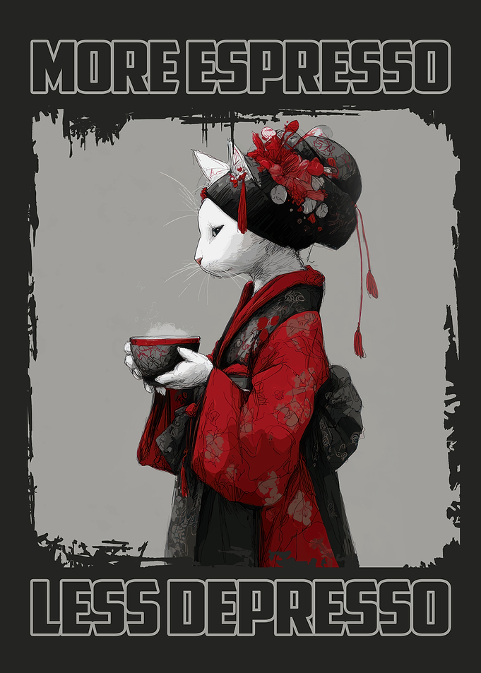 More Espresso, Less Depresso Cat Geisha