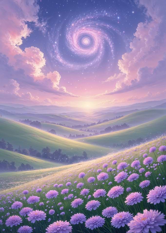Dreamy Pastel Cosmic Landscape at Dawn