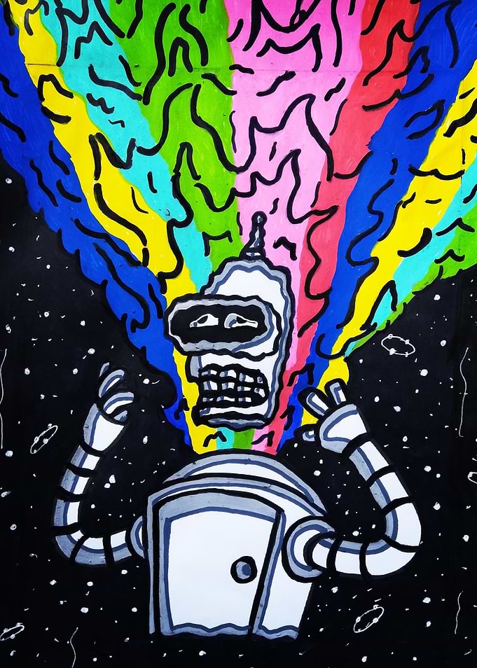 Bender's Colorful Breakdown in Space