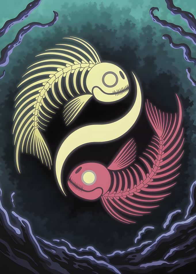 Yin Yang Fish Skeletons