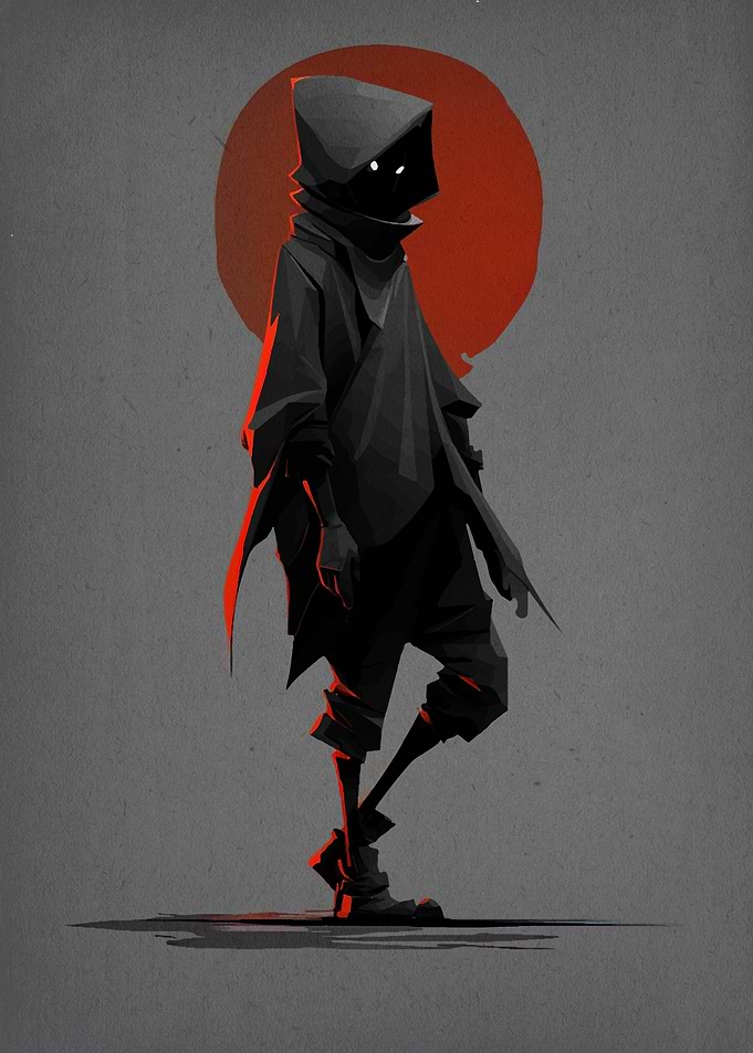 Hooded Figure with Red Circle Backdrop