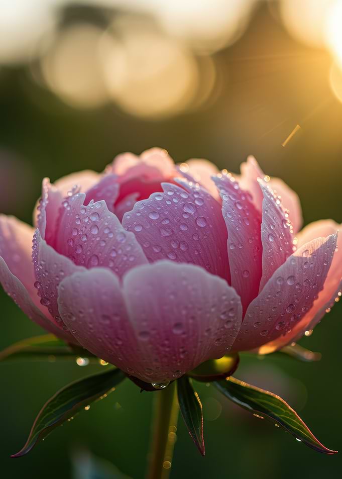 Pink Peony with Dew Drops