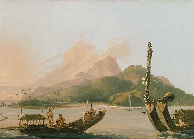 Tahitian Boats and Landscape Painting