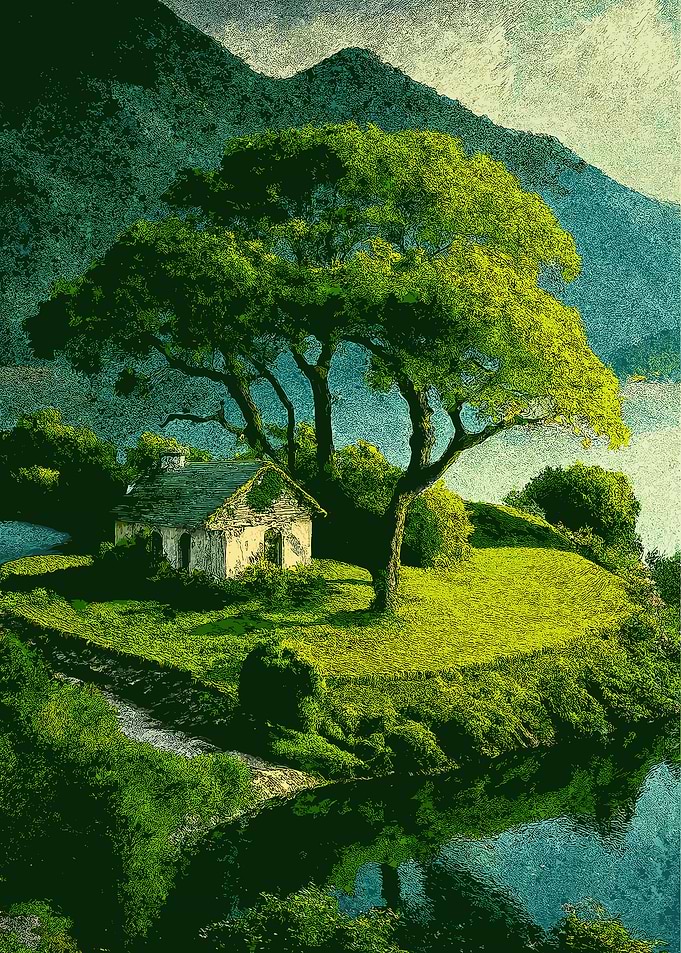 Idyllic Island Cottage Landscape