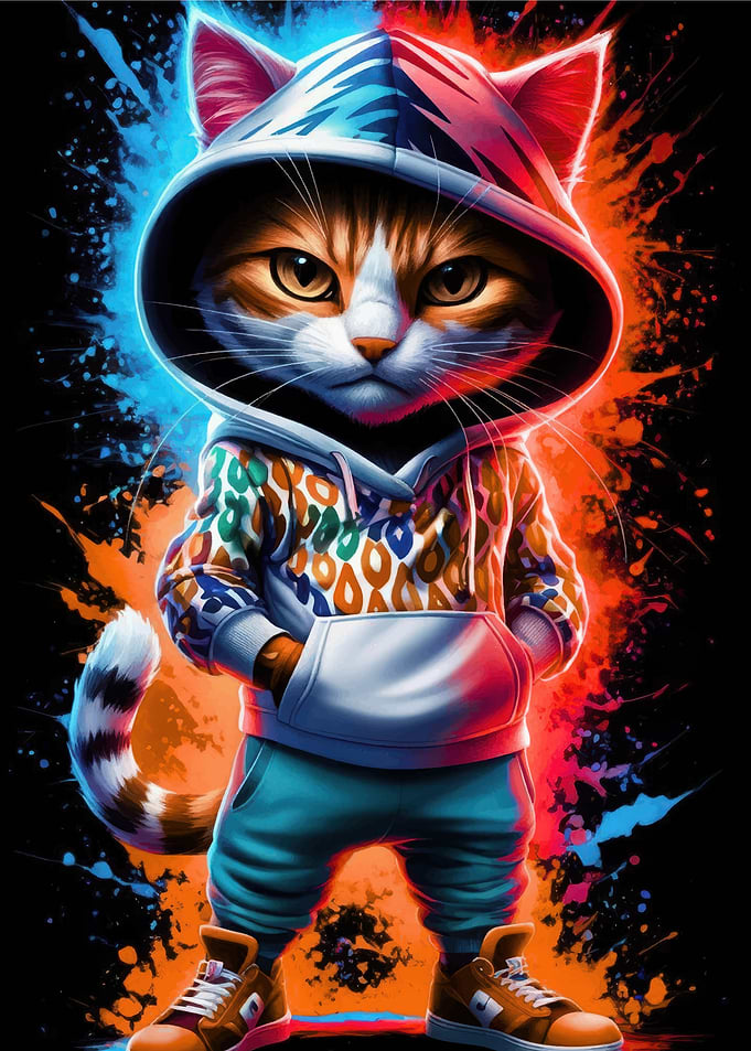 Cool Cat in Hoodie
