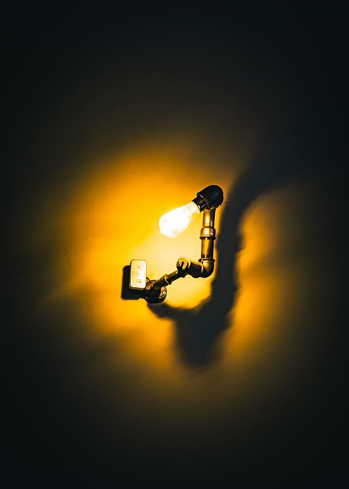 Industrial Pipe Lamp on Wall
