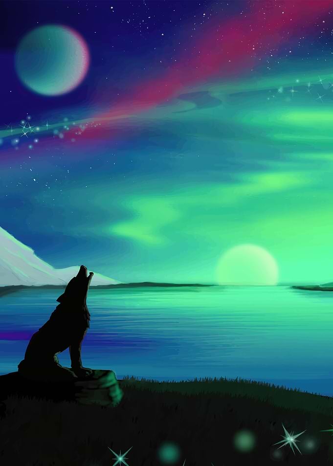 Wolf Howling at the Moon