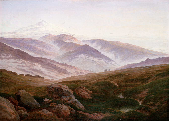 Misty Mountain Landscape Painting, david friedrich art