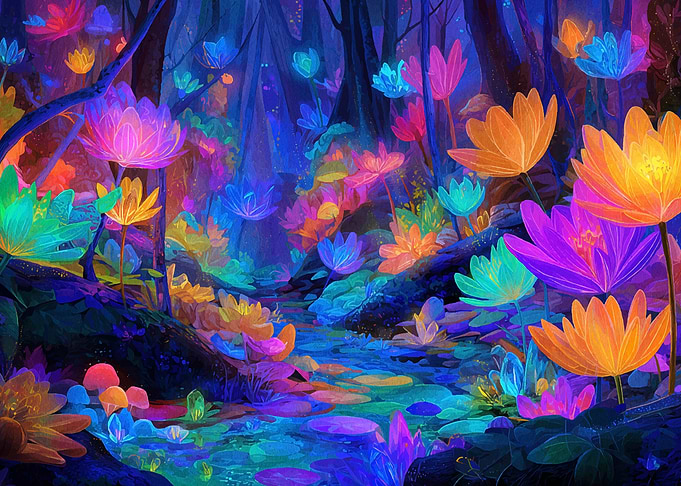 Luminous Floral Fantasy Landscape