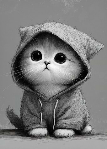 Hooded Kitten Portrait