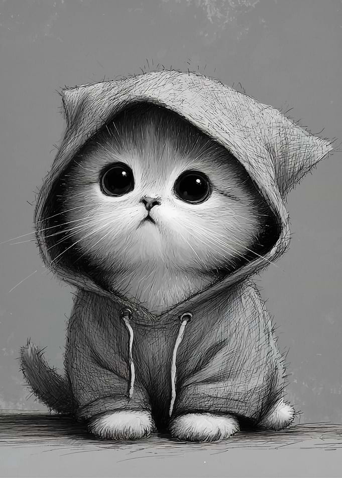 Hooded Kitten Portrait