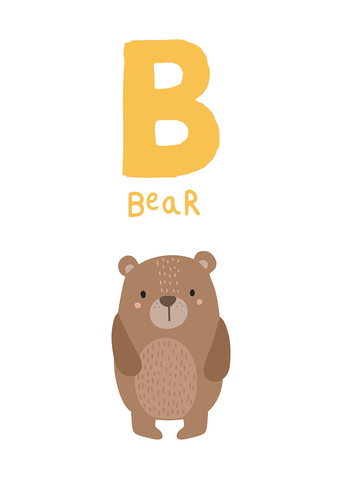 Bear with Letter B Illustration