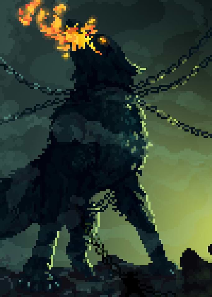 Pixel Art Fenrir - Chained