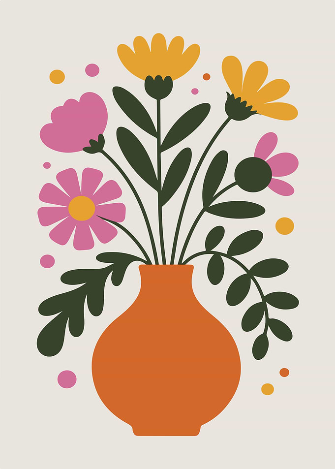Floral Vase Still Life Illustration