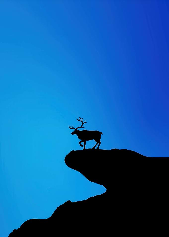 Reindeer Silhouette on Cliff Edge