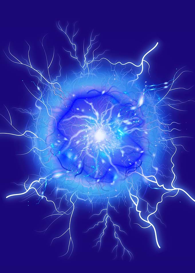 Blue Energy Ball with Lightning