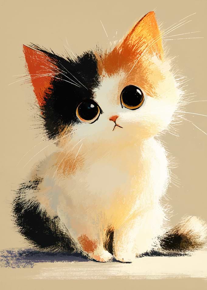 Cute Calico Kitten Digital Art